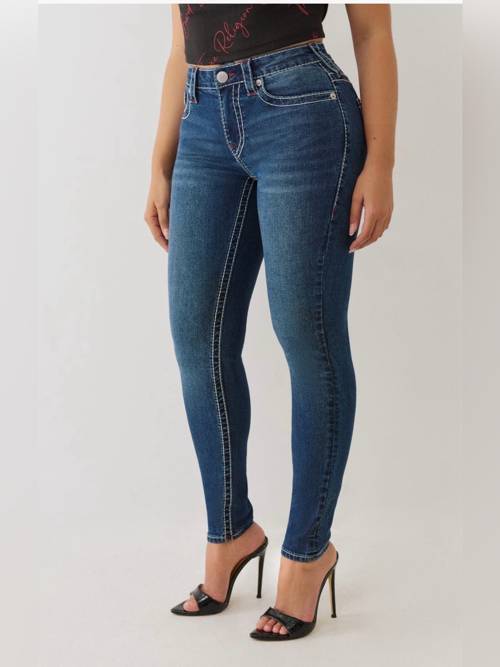 True Religion Jennie Big T Mid-Rise Super Skinny Jeans For Women 28” Inseam